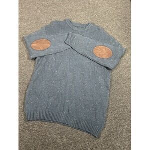 Line of Trade Sweater Mens 2XL Wool Elbow Patch Blue Speckle‎ Pullover Knit